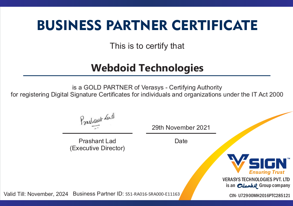 Webdoid Certified VSign Partner
